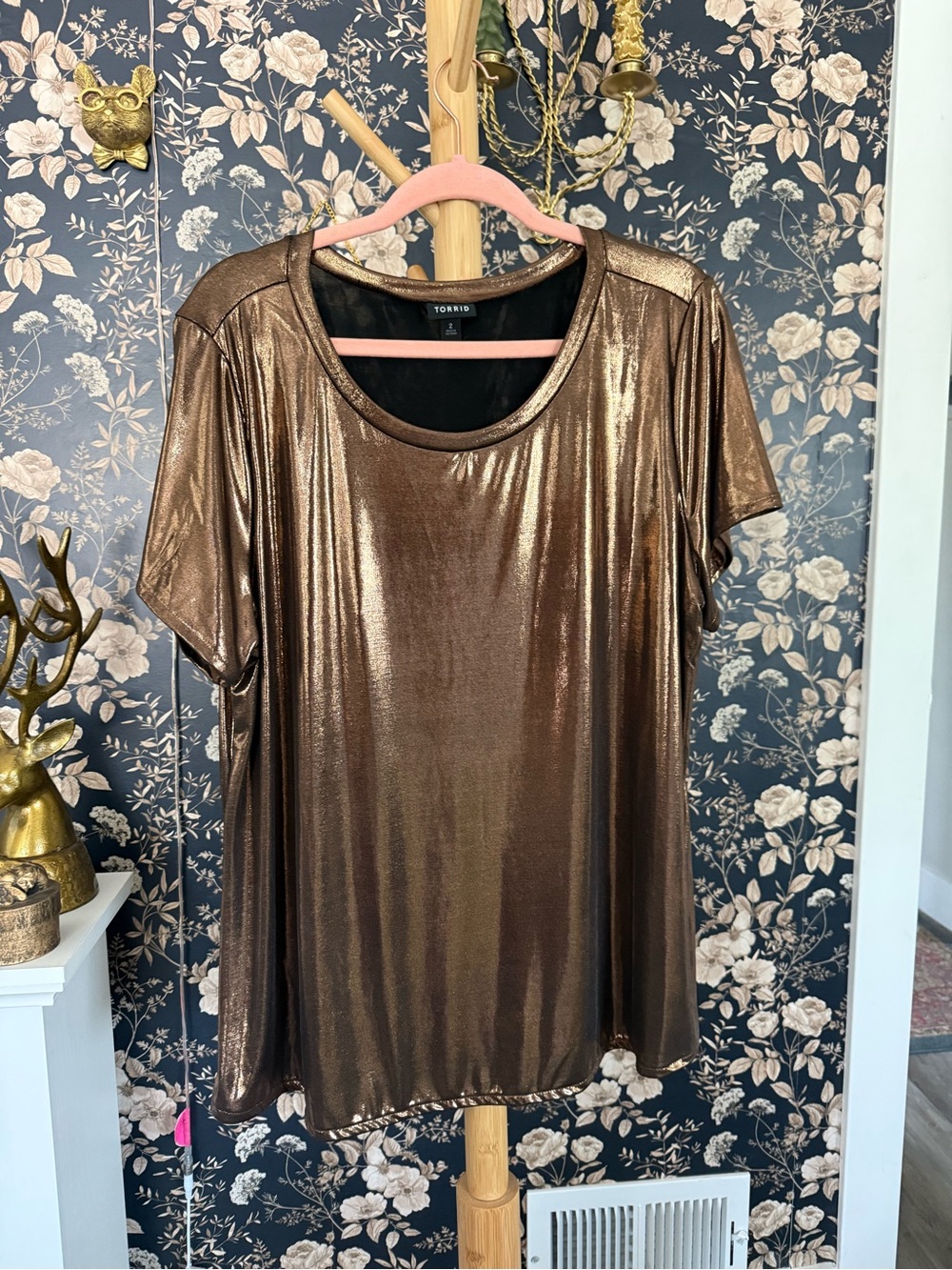 torrid Metallic Bronze Shimmery Short Sleeve Tee